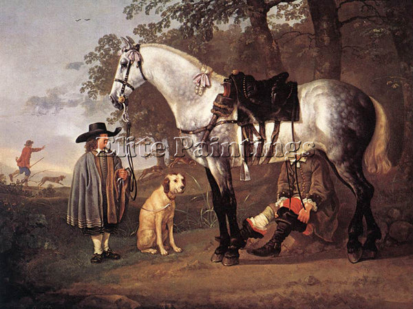 AELBERT CUYP GREY HORSE IN A LANDSCAPE ARTIST PAINTING REPRODUCTION HANDMADE OIL