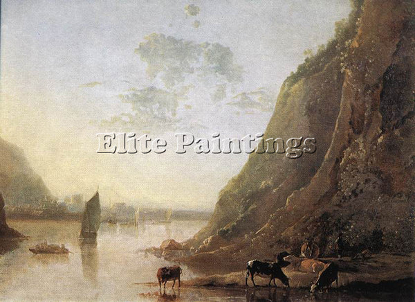 AELBERT CUYP RIVER BANK WITH COWS ARTIST PAINTING REPRODUCTION HANDMADE OIL DECO