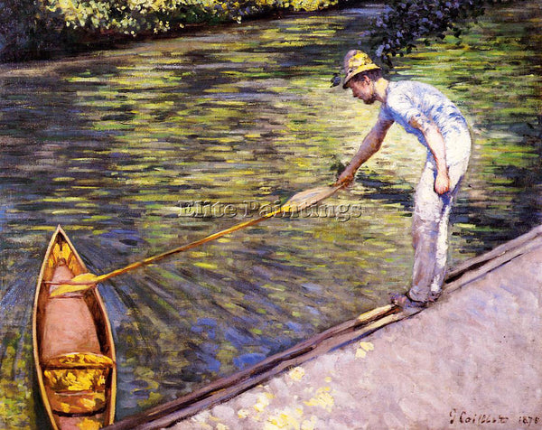 GUSTAVE CAILLEBOTTE BOATER PULLING ON HIS PERISSOIRE ARTIST PAINTING HANDMADE