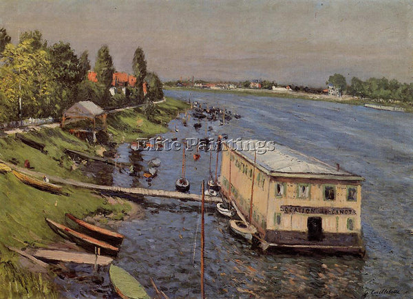 GUSTAVE CAILLEBOTTE BOATHOUSE IN ARGENTEUIL ARTIST PAINTING HANDMADE OIL CANVAS