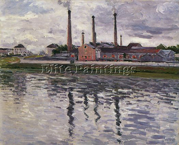 GUSTAVE CAILLEBOTTE FACTORIES AT ARGENTEUIL ARTIST PAINTING HANDMADE OIL CANVAS