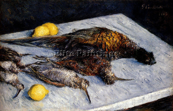 GUSTAVE CAILLEBOTTE GAME BIRDS AND LEMONS ARTIST PAINTING REPRODUCTION HANDMADE