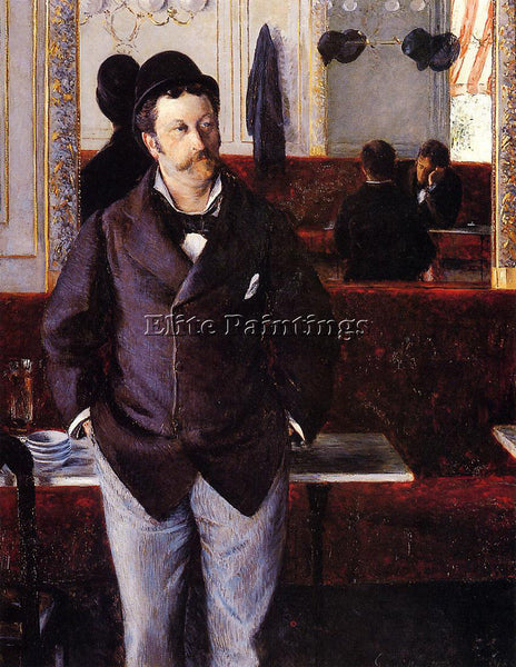 GUSTAVE CAILLEBOTTE IN A CAFE ARTIST PAINTING REPRODUCTION HANDMADE CANVAS REPRO