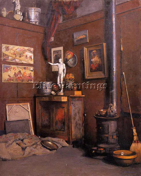 GUSTAVE CAILLEBOTTE INTERIOR OF A STUDIO WITH STOVE ARTIST PAINTING REPRODUCTION