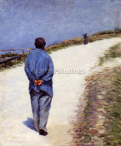 CAILLEBOTTE MAN IN SMOCK FATHER MAGLOIRE ON ROAD BETWEEN SAINT CLAIR AND ETRETAT