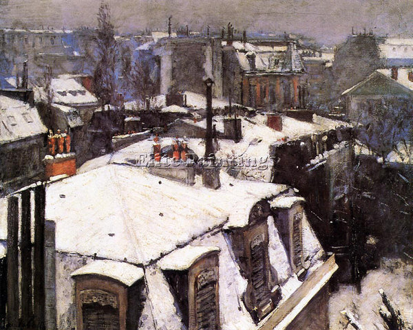 GUSTAVE CAILLEBOTTE ROOFTOPS UNDER SNOW ARTIST PAINTING REPRODUCTION HANDMADE