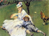 RENOIR CAMILLE MONET AND HER SON JEAN IN THE GARDEN OF ARGENTEUIL ARTIST CANVAS