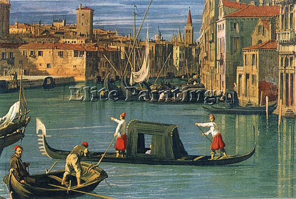 CANALETTO  THE GRAND CANAL AND THE CHURCH OF THE SALUTE DETAIL PAINTING HANDMADE
