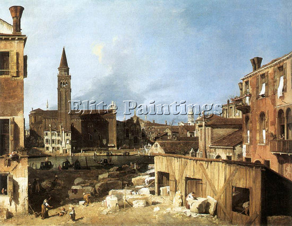 CANALETTO  THE STONEMASON S YARD ARTIST PAINTING REPRODUCTION HANDMADE OIL REPRO
