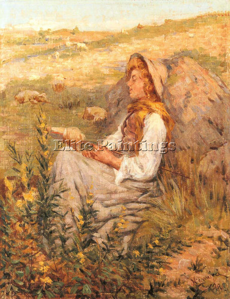 ITALIAN CANNICCI NICOLO LA PASTORELLA DORMIENTE ARTIST PAINTING REPRODUCTION OIL