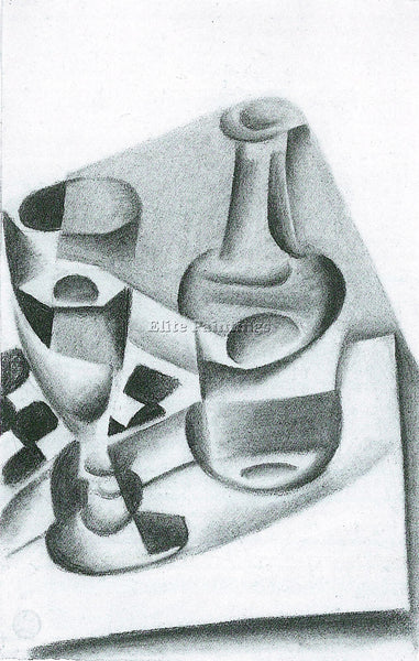 JUAN GRIS CARAFE GLASS AND CHESSBOARD ARTIST PAINTING REPRODUCTION HANDMADE OIL