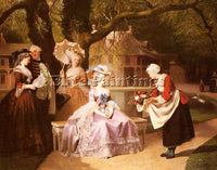 FRENCH CARAUD JOSEPH MARIE ANTOINETTE AND LOUIS XVI IN THE GARDEN ARTIST CANVAS