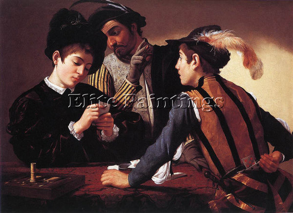 CARAVAGGIO THE CARDSHARPS ARTIST PAINTING REPRODUCTION HANDMADE OIL CANVAS REPRO