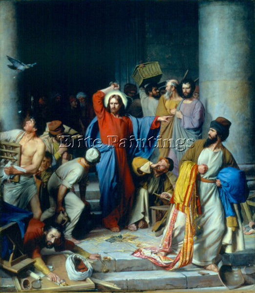 DENMARK CARL HEINRICH BLOCH CASTING OUT THE MONEY CHANGERS ARTIST PAINTING REPRO