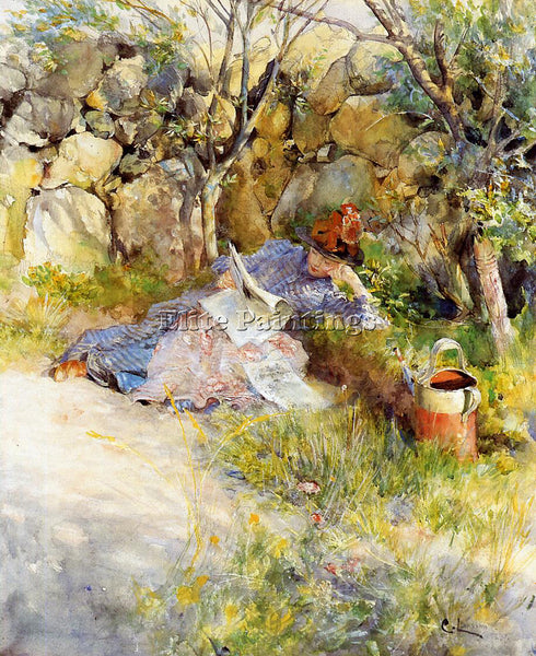 CARL LARSSON A LADY READING A NEWSPAPER ARTIST PAINTING REPRODUCTION HANDMADE