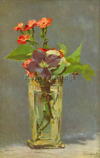 MANET CARNATIONS AND CLEMATIS IN A CRYSTAL VASE BY EDOUARD MANET ARTIST PAINTING