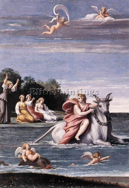 ITALIAN CARRACCI ANTONIO THE RAPE OF EUROPA ARTIST PAINTING HANDMADE OIL CANVAS