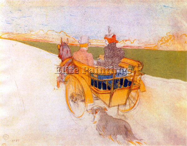 TOULOUSE-LAUTREC CARRIAGE WITH DOG ARTIST PAINTING REPRODUCTION HANDMADE OIL ART