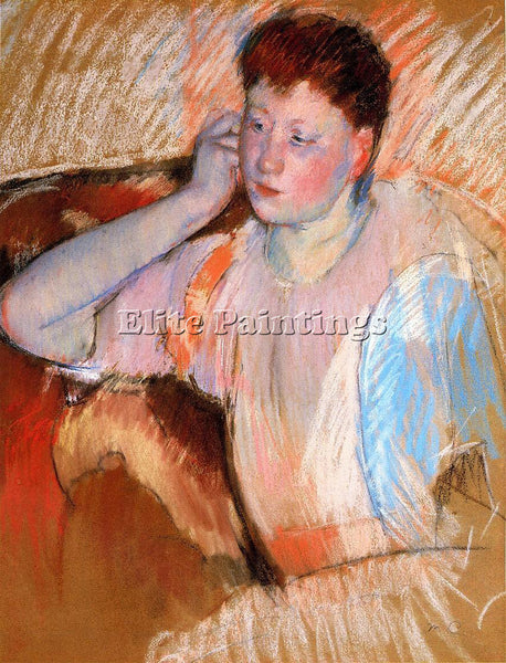 MARY CASSATT CLARISSA TURNED LEFT WITH HER HAND TO HER EAR ARTIST PAINTING REPRO