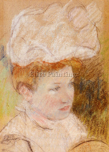 MARY CASSATT LEONTINE IN A PINK FLUFFY HAT ARTIST PAINTING REPRODUCTION HANDMADE