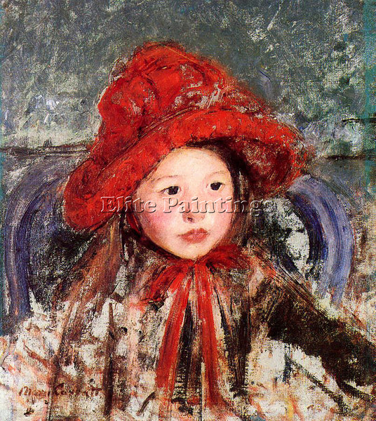 MARY CASSATT LITTLE GIRL IN A LARGE RED HAT ARTIST PAINTING HANDMADE OIL CANVAS