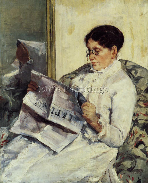MARY CASSATT PORTRAIT OF A LADY AKA READING LE FIGARO ARTIST PAINTING HANDMADE