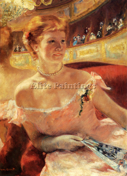 MARY CASSATT WOMAN WITH A PEARL NECKLACE IN A LOGE ARTIST PAINTING REPRODUCTION