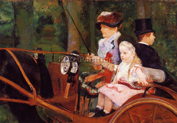 MARY CASSATT WOMAN AND CHILD DRIVING ARTIST PAINTING REPRODUCTION HANDMADE OIL