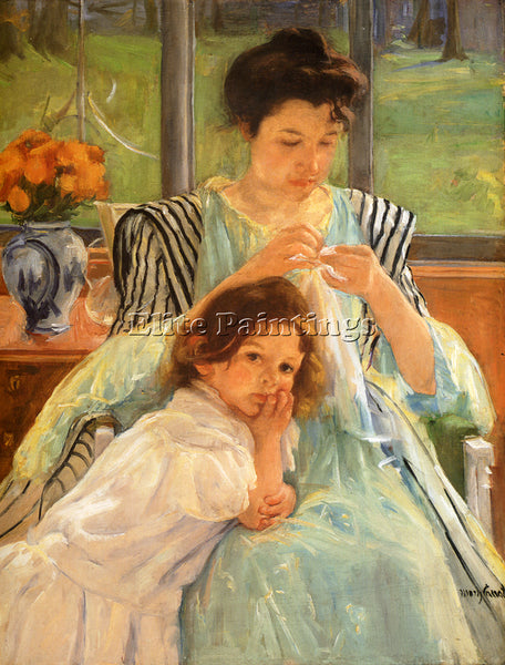MARY CASSATT YOUNG MOTHER SEWING ARTIST PAINTING REPRODUCTION HANDMADE OIL REPRO