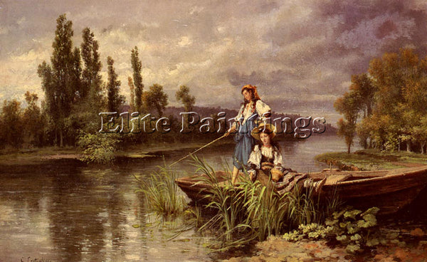 ITALIAN CASTIGLIONE GIUSEPPE ON THE RIVER AT DUSK ARTIST PAINTING REPRODUCTION