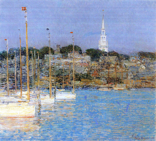 HASSAM CAT BOATS NEWPORT ARTIST PAINTING REPRODUCTION HANDMADE CANVAS REPRO WALL