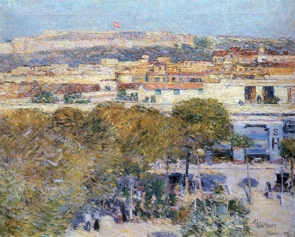 HASSAM CENTRAL PLACE AND FORT CABANAS HAVANA ARTIST PAINTING HANDMADE OIL CANVAS