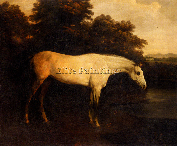 FRENCH CHALON HENRY BARNARD A GREY HUNTER IN A LANDSCAPE ARTIST PAINTING CANVAS