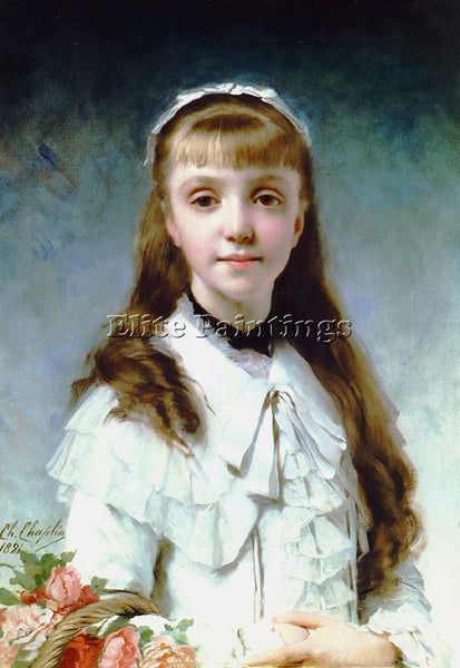 CHARLES CHAPLIN YOUNG GIRL WITH BOUQUET ARTIST PAINTING REPRODUCTION HANDMADE