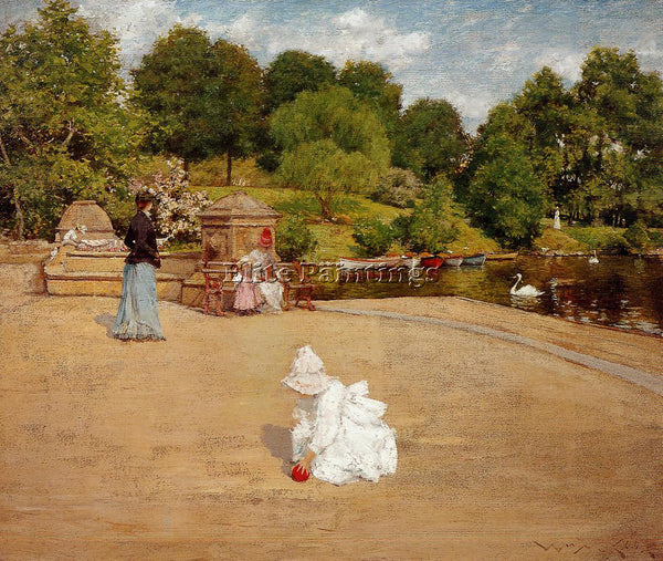 WILLIAM MERRITT CHASE A BIT OF THE TERRACE AKA EARLY MORNING STROLL PAINTING OIL