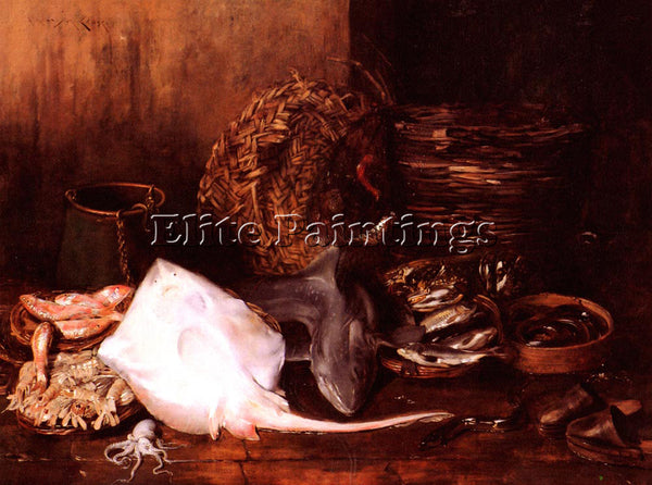 WILLIAM MERRITT CHASE A FISHMARKET IN VENICE ARTIST PAINTING HANDMADE OIL CANVAS