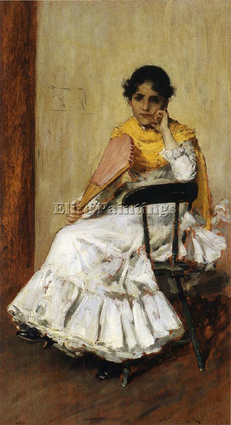 MERRITT CHASE A SPANISH GIRL AKA PORTRAIT MRS CHASE IN SPANISH DRESS OIL CANVAS