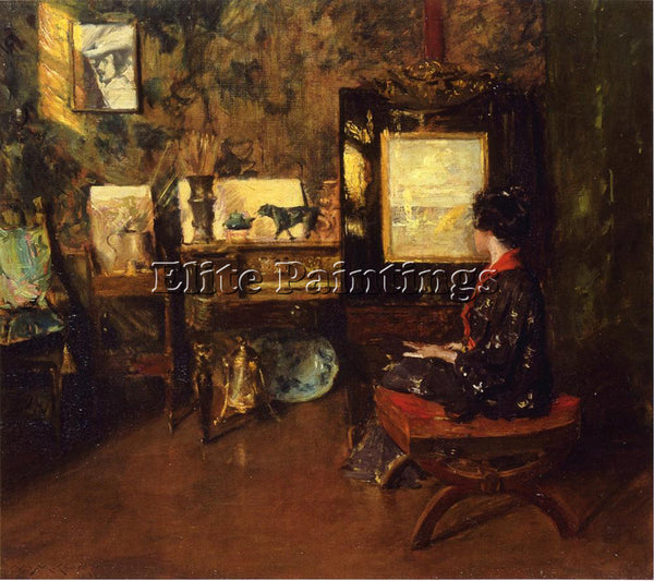 WILLIAM MERRITT CHASE ALICE IN THE SHINNECOCK STUDIO ARTIST PAINTING HANDMADE