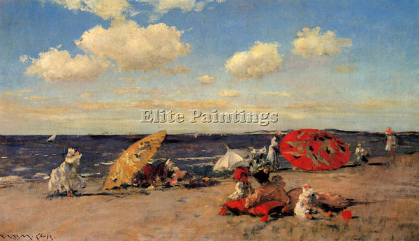 WILLIAM MERRITT CHASE AT THE SEASIDE ARTIST PAINTING REPRODUCTION HANDMADE OIL