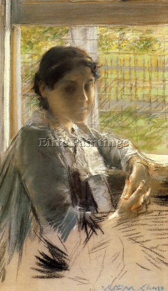 WILLIAM MERRITT CHASE AT THE WINDOW ARTIST PAINTING REPRODUCTION HANDMADE OIL