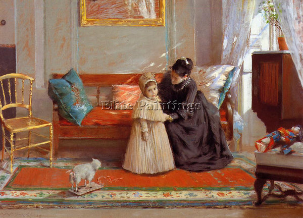 WILLIAM MERRITT CHASE I AM GOING TO SEE GRANDMA AKA MRS CHASE AND CHILD PAINTING