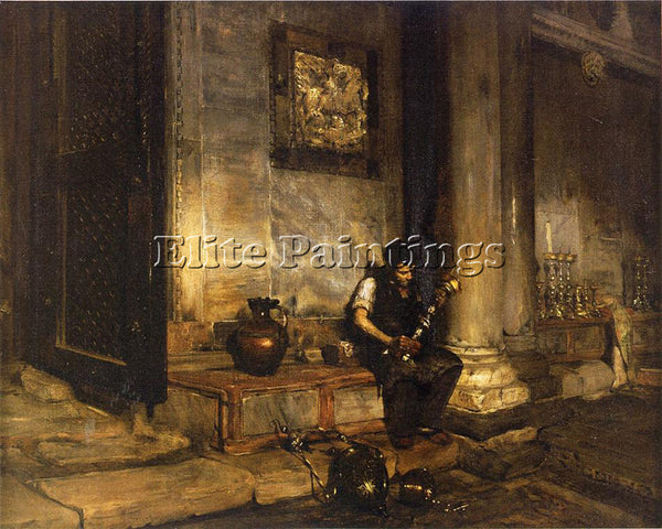 WILLIAM MERRITT CHASE INTERIOR OF THE BAPTISTRY AT ST MARK S ARTIST PAINTING OIL