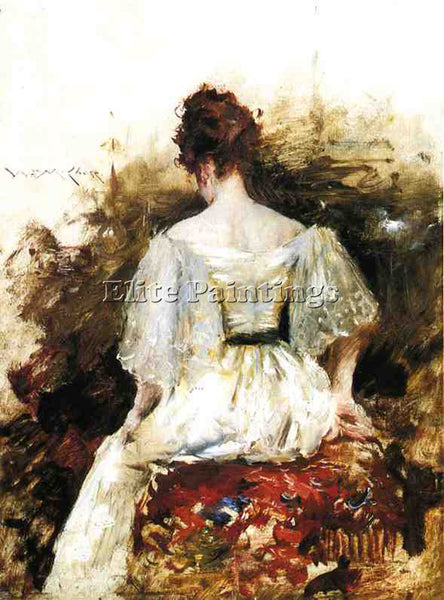 WILLIAM MERRITT CHASE PORTRAIT OF A WOMAN THE WHITE DRESS ARTIST PAINTING CANVAS