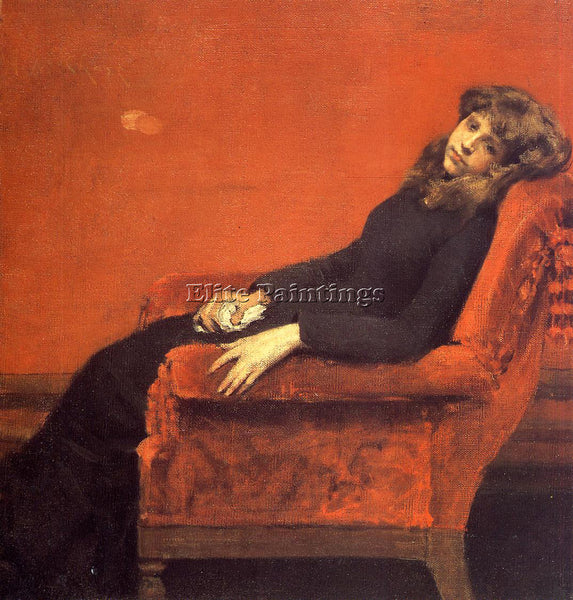 WILLIAM MERRITT CHASE THE YOUNG ORPHAN STUDY YOUNG GIRL AKA AT HER EASE PAINTING