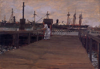 WILLIAM MERRITT CHASE WOMAN ON A DOCK ARTIST PAINTING REPRODUCTION HANDMADE OIL