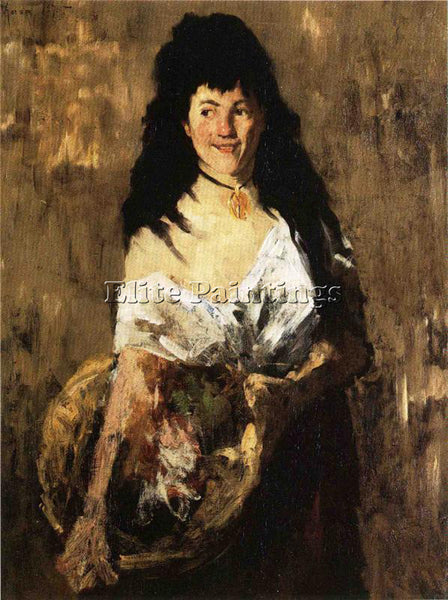WILLIAM MERRITT CHASE WOMAN WITH A BASKET ARTIST PAINTING REPRODUCTION HANDMADE