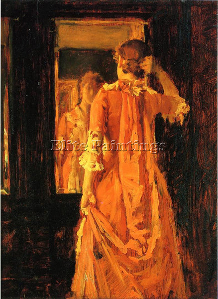 WILLIAM MERRITT CHASE YOUNG WOMAN BEFORE A MIRROR ARTIST PAINTING REPRODUCTION