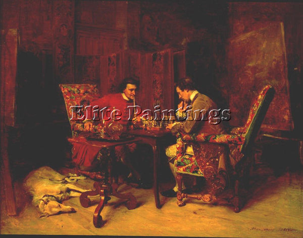 JEAN-LOUIS ERNEST MEISSONIER CHESS PLAYERS ARTIST PAINTING REPRODUCTION HANDMADE