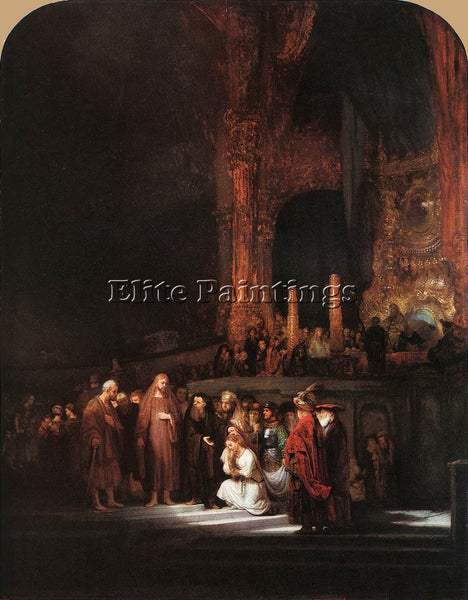 REMBRANDT CHRIST AND THE WOMAN TAKEN IN ADULTERY ARTIST PAINTING HANDMADE CANVAS