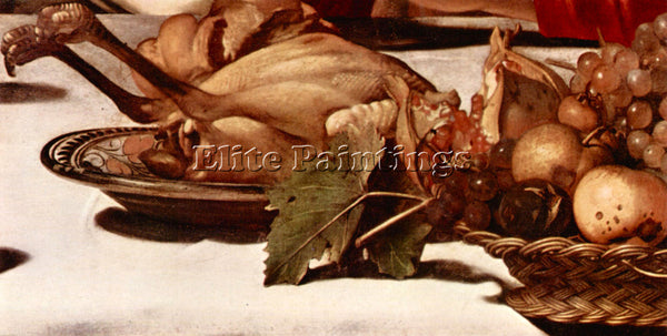 CARAVAGGIO CHRIST IN EMMAUS DETAIL FRUITS AND POULTRY ARTIST PAINTING HANDMADE